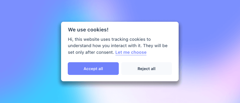 Doctave's cookie consent form on a documentation site